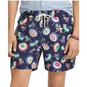 POLO Ralph Lauren Classic Bear Umbrella Swim Trunks Medium
